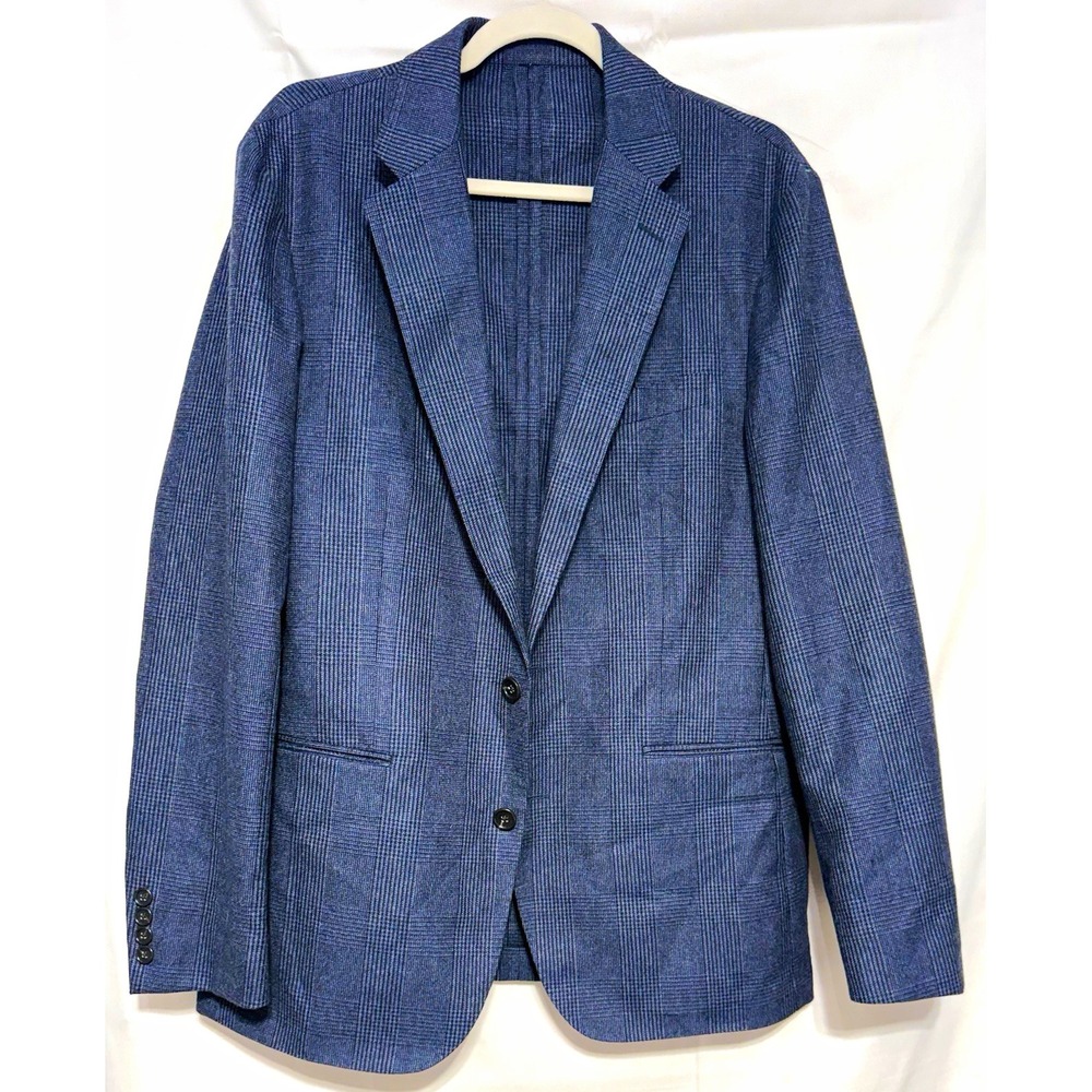 J.Crew Ludlow Slim Blazer Mens 40R Navy Blue Plaid Moon British Cloth Jacket
